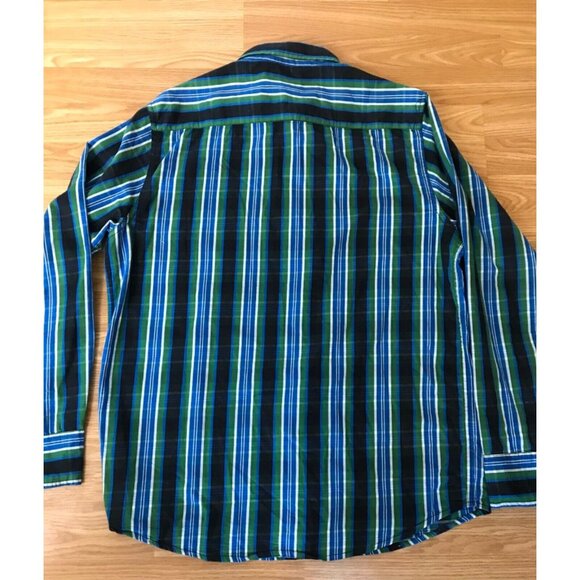 Hollister Long Sleeve Shirt M XXL Green Blue Plaid Cotton Button-Up Pocket Logo - Picture 7 of 10